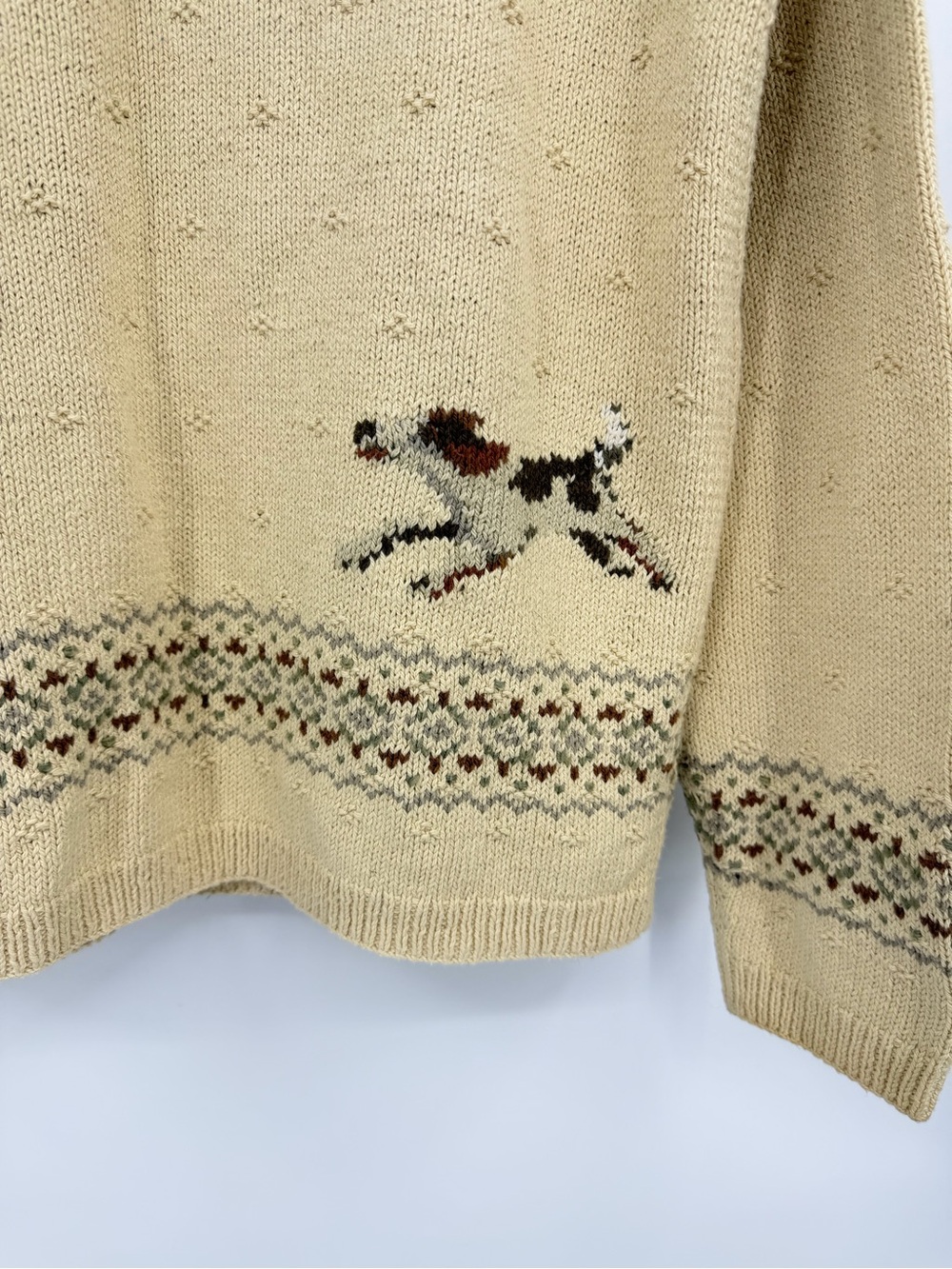 Lauren Ralph Lauren Hand Knit Equestrian Fox Hunt Sweater Cotton Linen Size L - Picture 7 of 11